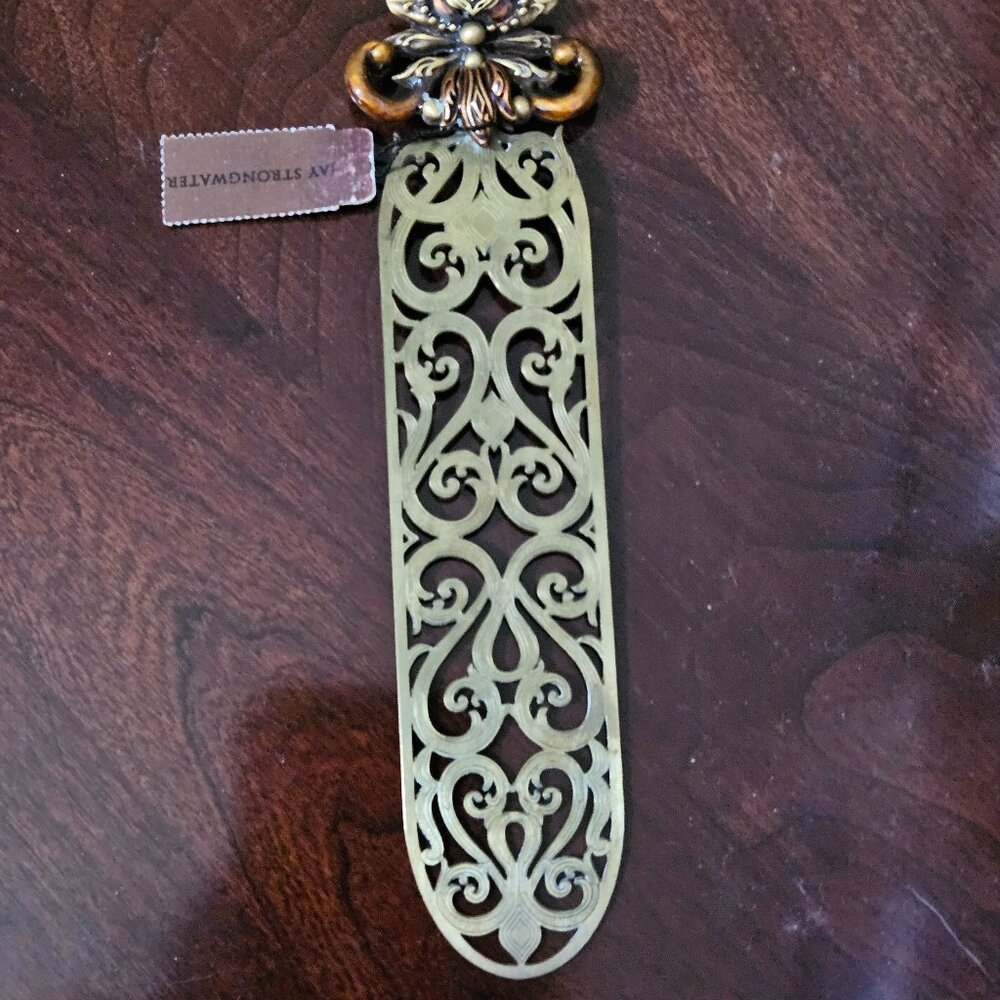 RARE LUXURY JAY STRONGWATER TOPAZ FLEUR DE LIS BOOKMARK DESK ENAMEL CRYSTAL - Picture 7 of 12